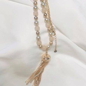 Rose Gold Colored Statement Necklace/Matching Earr